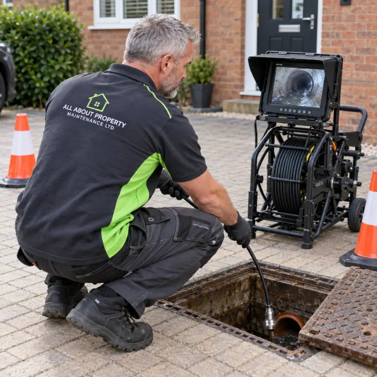 Drainage engineer carrying out drainage maintenance